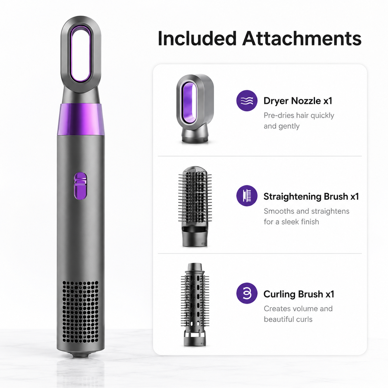2-in-1 Hot Air Brush Styler | Curling & Volumizing Tool