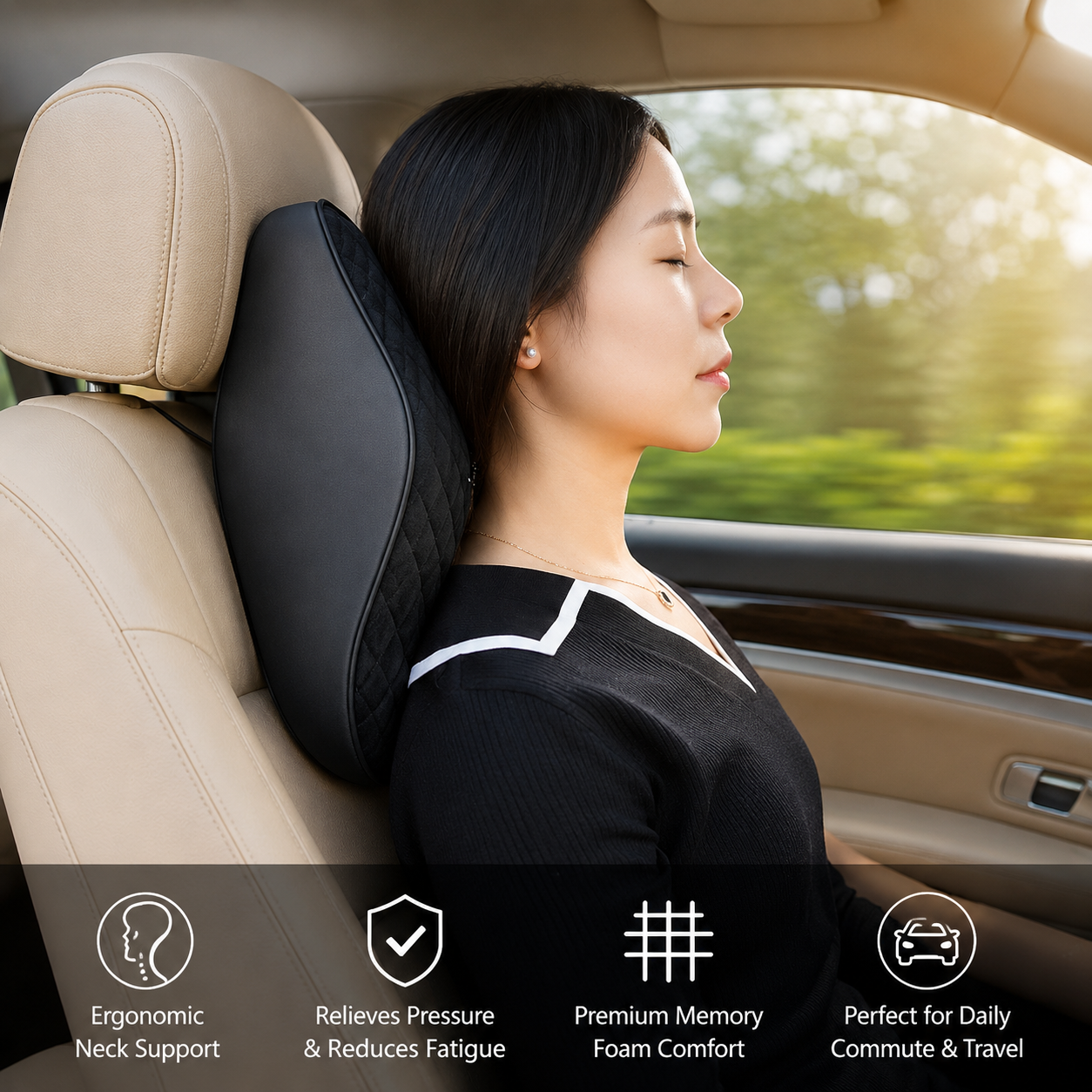 Memory Foam Car Neck Pillow | Ergonomic Headrest Support