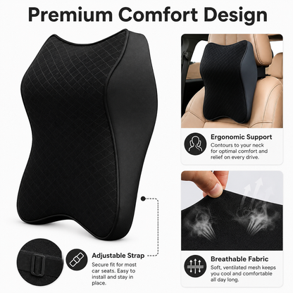 Memory Foam Car Neck Pillow | Ergonomic Headrest Support